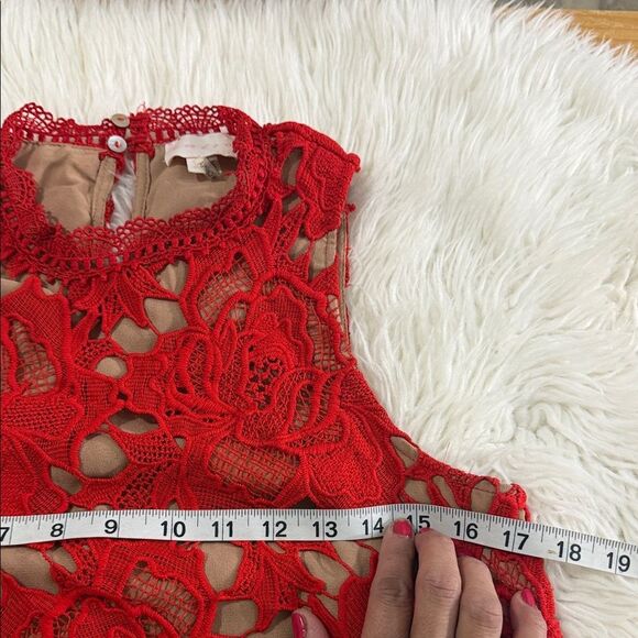 Entro Red Lace Mini Dress Size Small - Picture 3 of 9